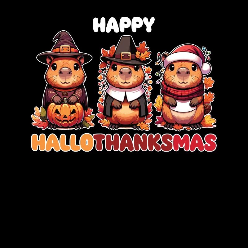 Happy Hallothanksmas Capybara Weihnachts Capybaras