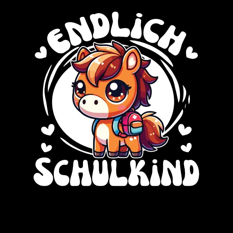 Endlich Schulkind süßes Pferd zur Einschulung