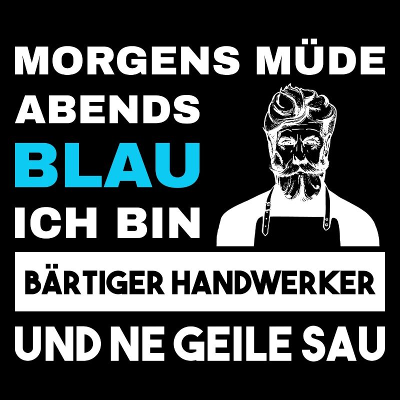 Morgens Müde Abends Blau Bärtiger Handwerker