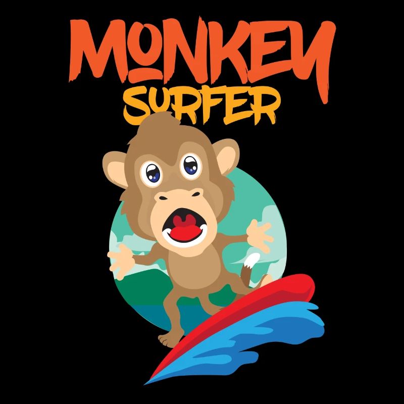 Affe Surfer Monkey Surfbrett Lustig Fun Geschenk