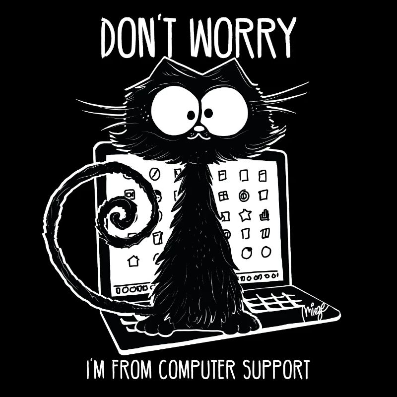 Support informatique drôle de chat noir