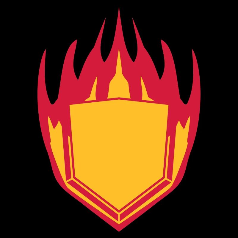 hot fire flames angular shield emblem emblem frame