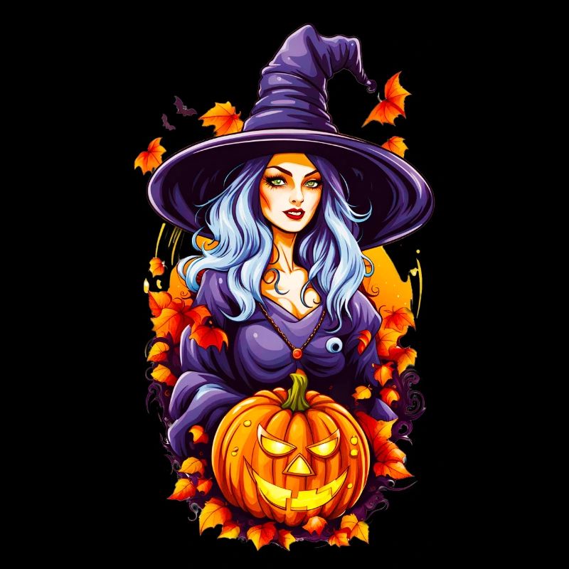 Halloween Hexe mit Kürbiskopf