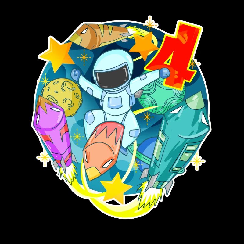 4. Geburtstag 4 Jahre Junge Astronaut Weltall