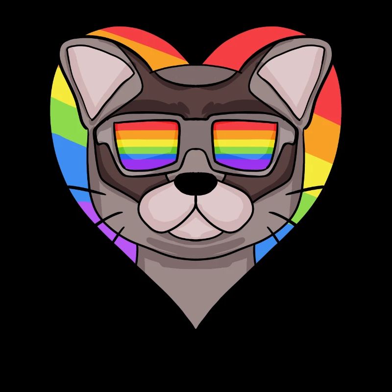 Arc-en-ciel - Chat Chat birman avec lunettes et coeur