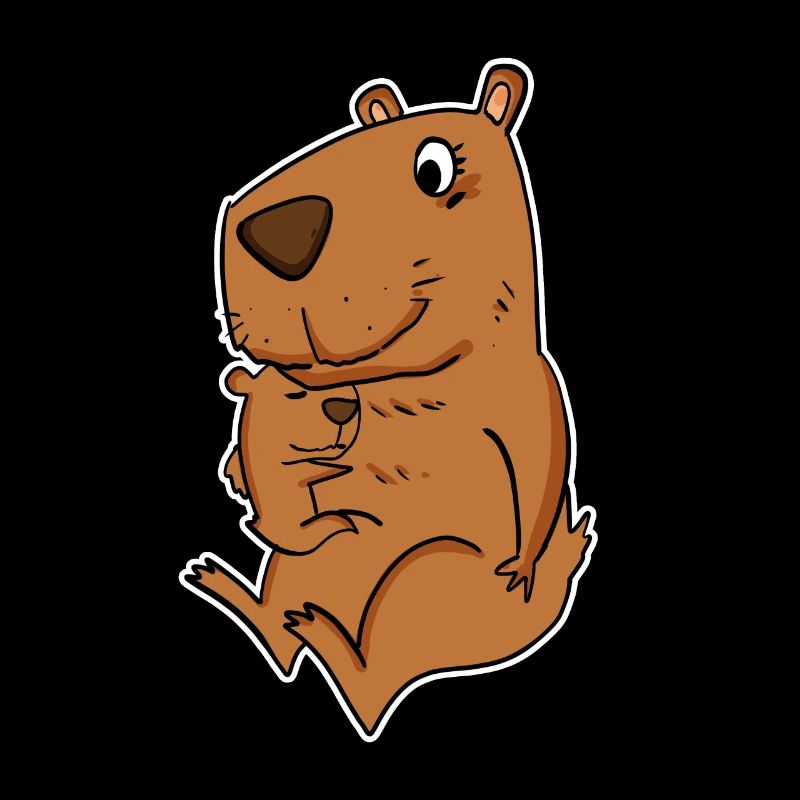 Famille - Capybara avec bébé Capybara