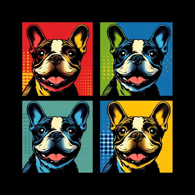 Frenchie Pop Art Bubbles, Pancake, Chonk, Nibbles