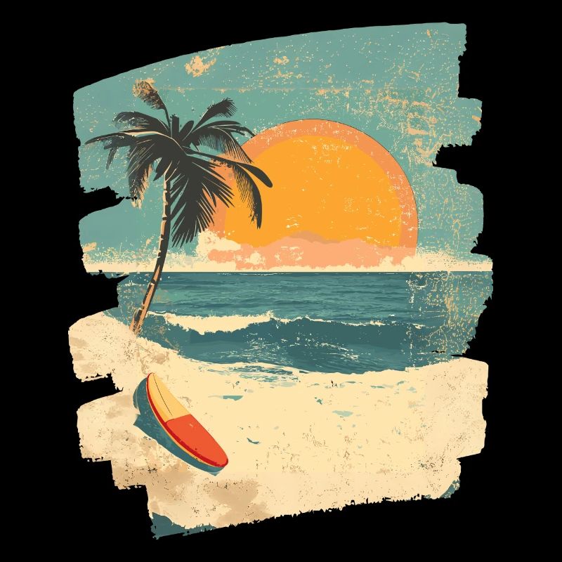 Plage Palmiers Coucher de soleil Été