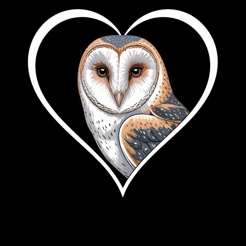 Porträt einer Eule im Herzrahmen