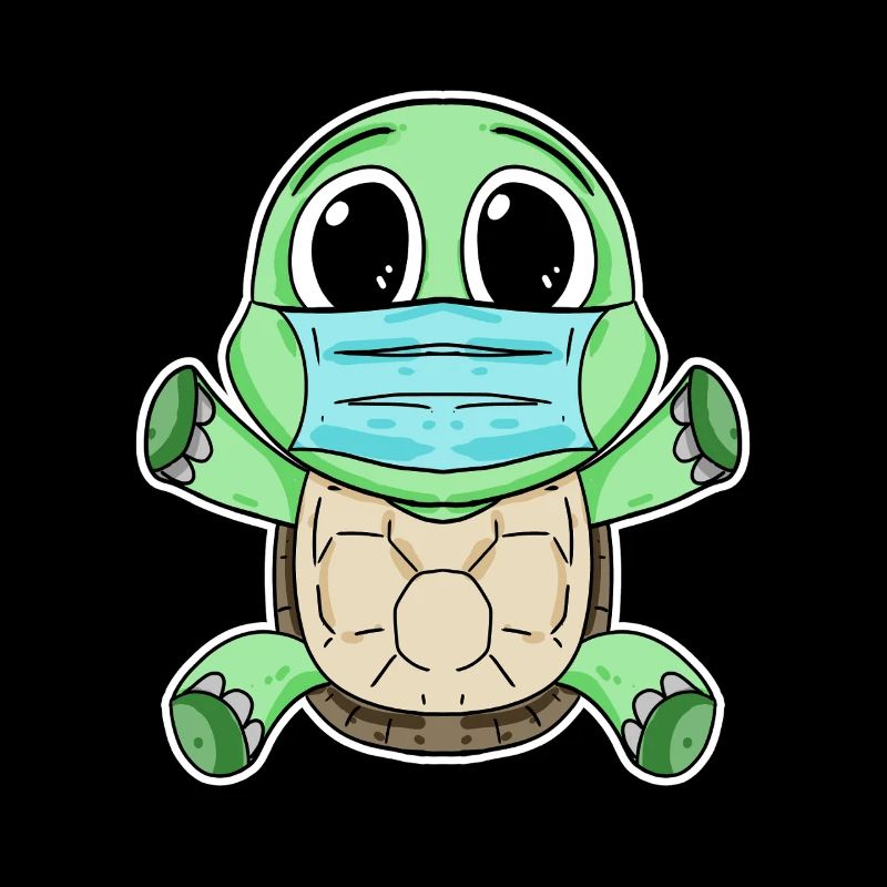 Cute turtle with mask