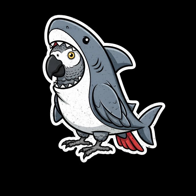 Requin gris perroquet dessin animé