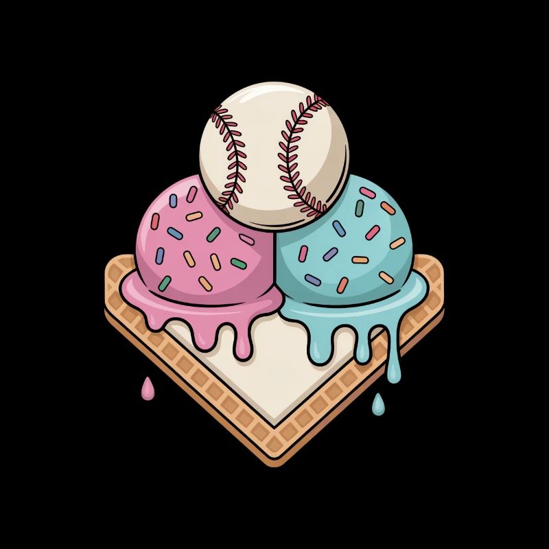 Glace de baseball avec des vermicelles sur le marbre