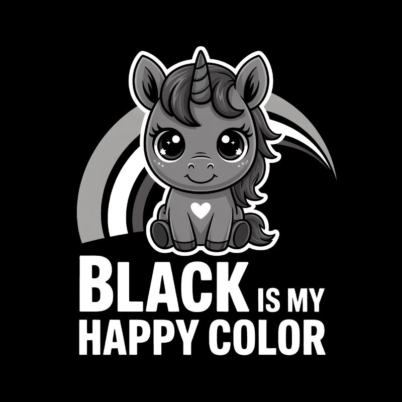 Le noir est ma licorne de couleur joyeuse