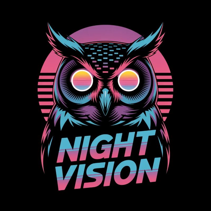 Night Vision Eule Retro Synthwave Nacht