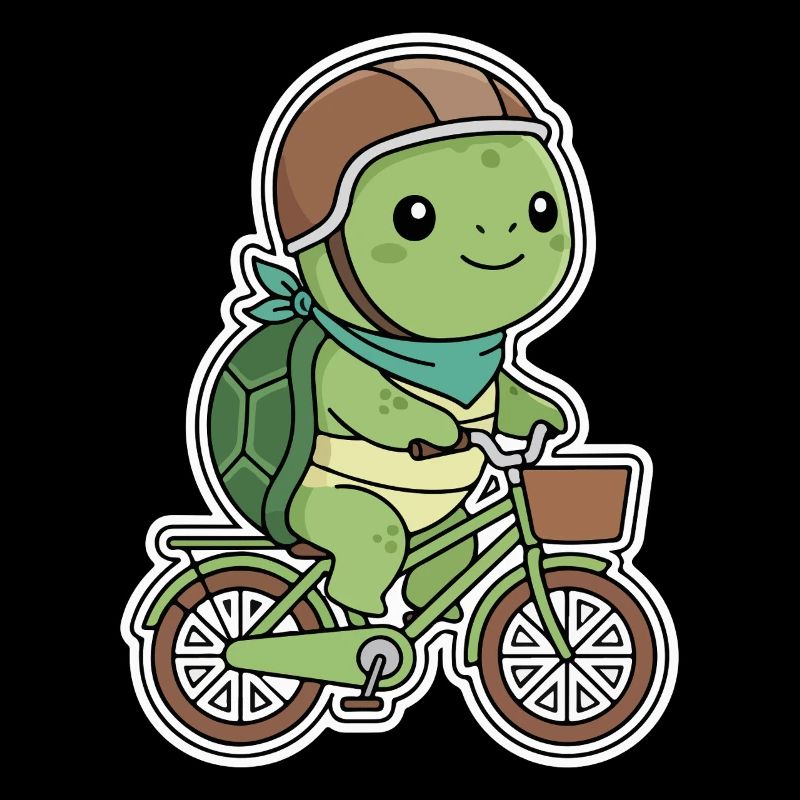 Green turtle on bicycle