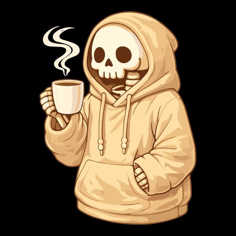 Squelette douillet en sweat à capuche avec tasse