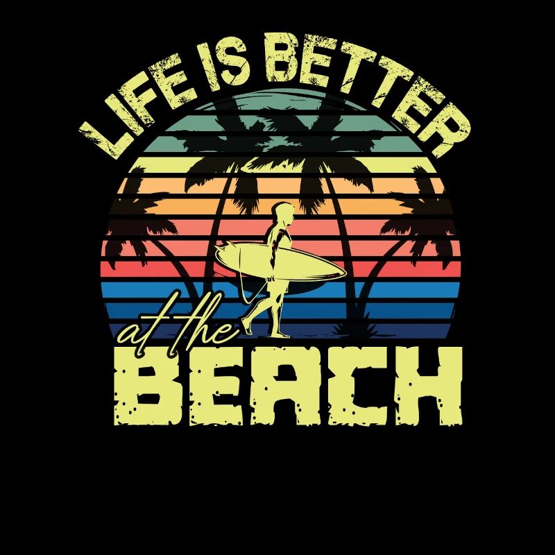 Beach Surfer Retro Sunset
