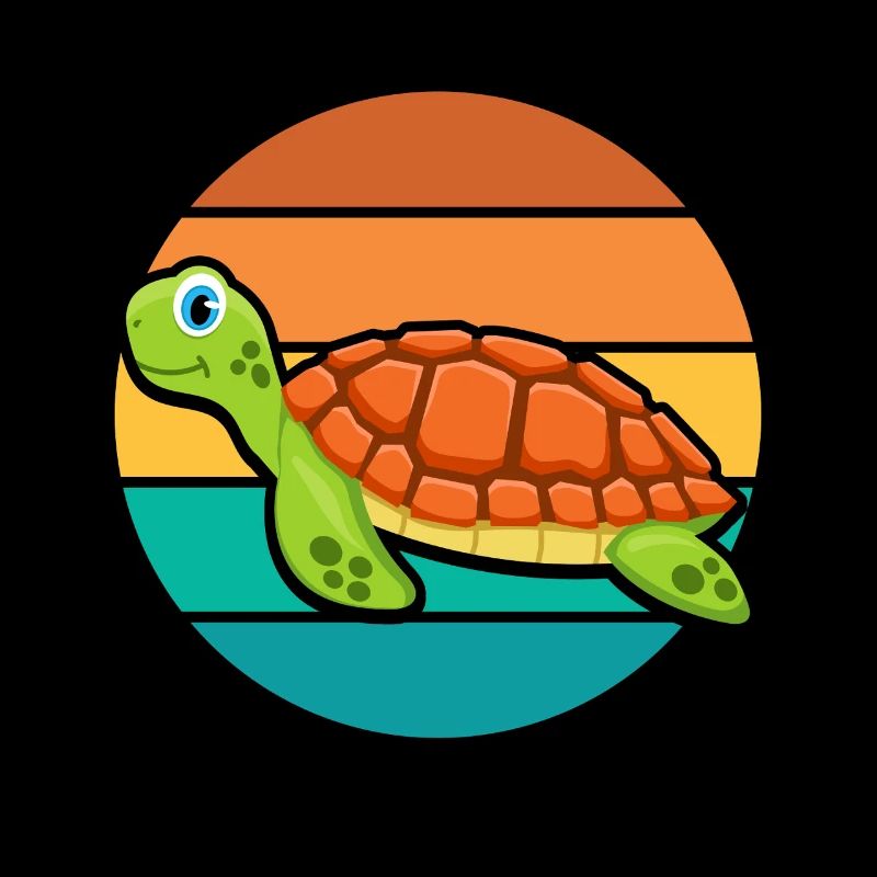 Cute Sea Turtle Retro Sunset Design