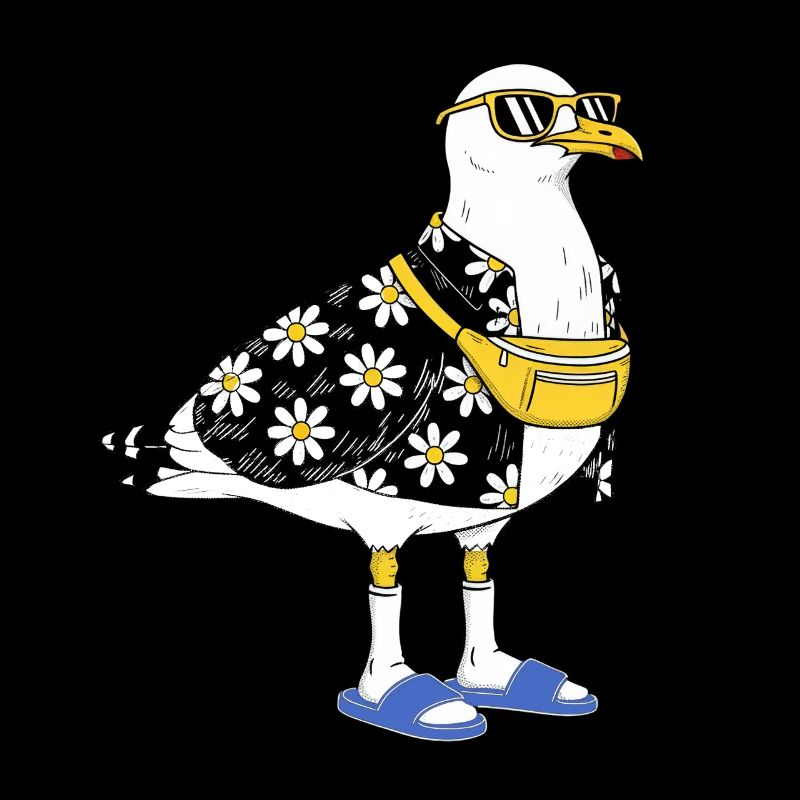 Gänseblümchen-Seemöwe im Sommerlook