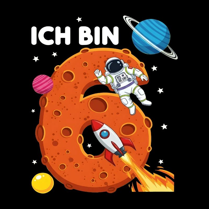 Ich bin 6 Astronaut Weltraum Geburtstag