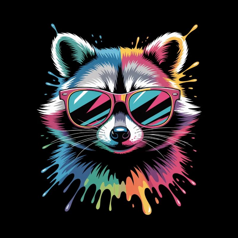 Bunter Waschbär Wasserfarben Spritzer Graffiti