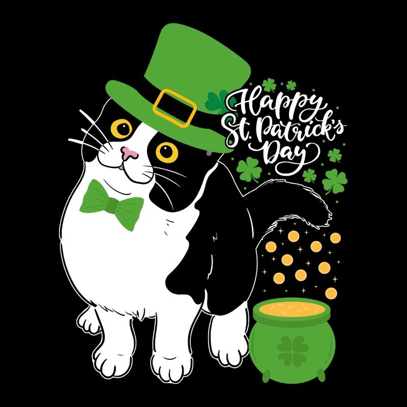 Le chat de Saint Patrick avec un pot d’or