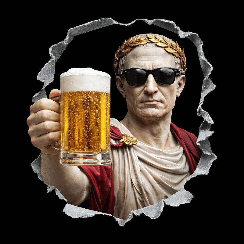  Caesar mit Bier und Sonnenbrille