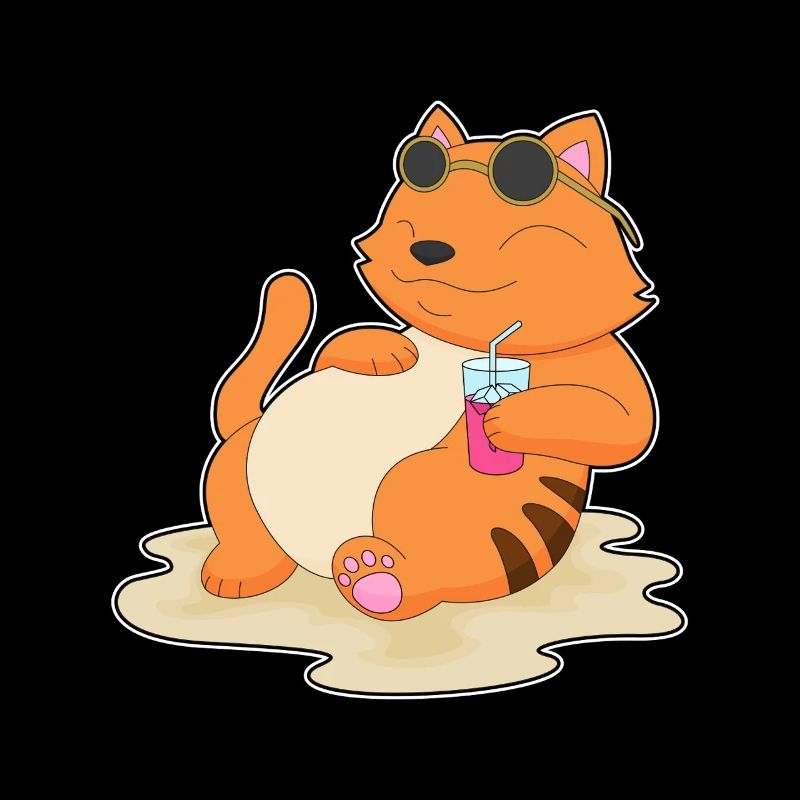 Cat Beach Drink Summer