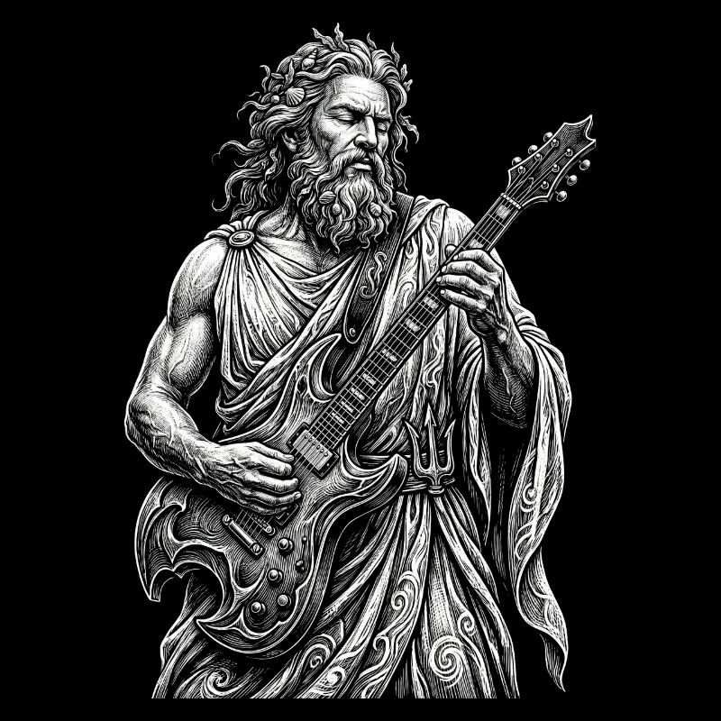 Poseidon spielt Gitarre