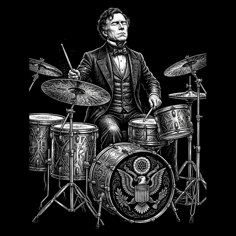 Franklin Pierce spielt Schlagzeug