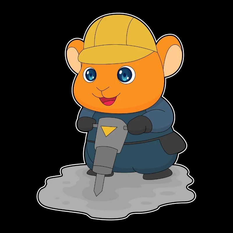 Hamster Bauarbeiter Presslufthammer Baustelle
