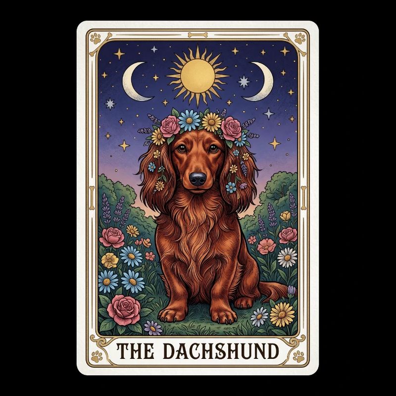 Dackel Tarotblumen Mondschein