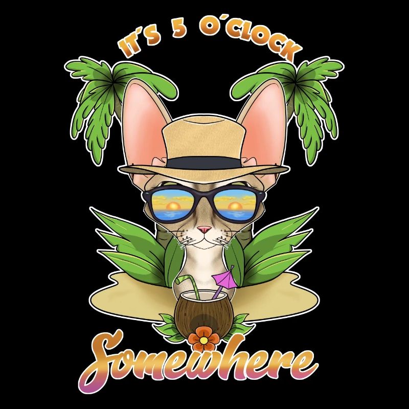 It Is 5 OClock Somewhere Drinking Devon Rex Cat
