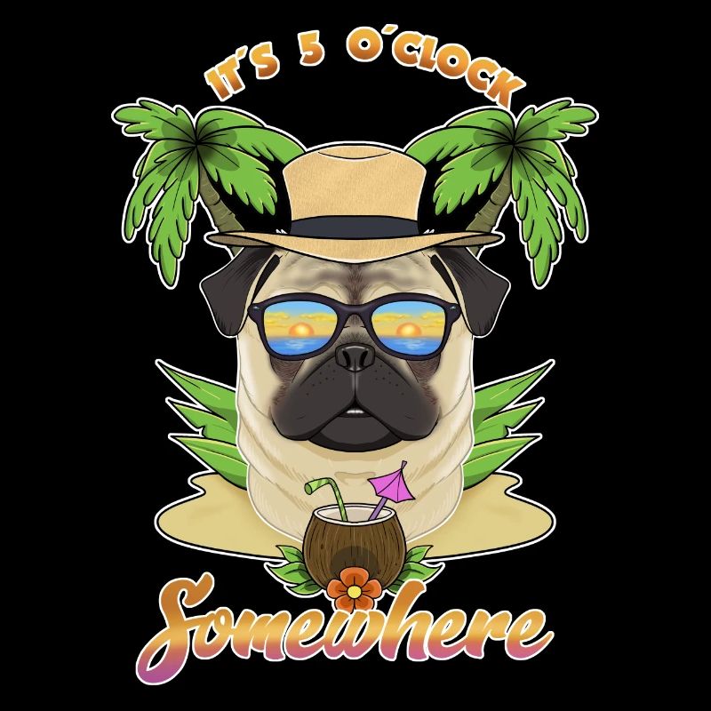 It Is 5 OClock Somewhere Drinking Pug