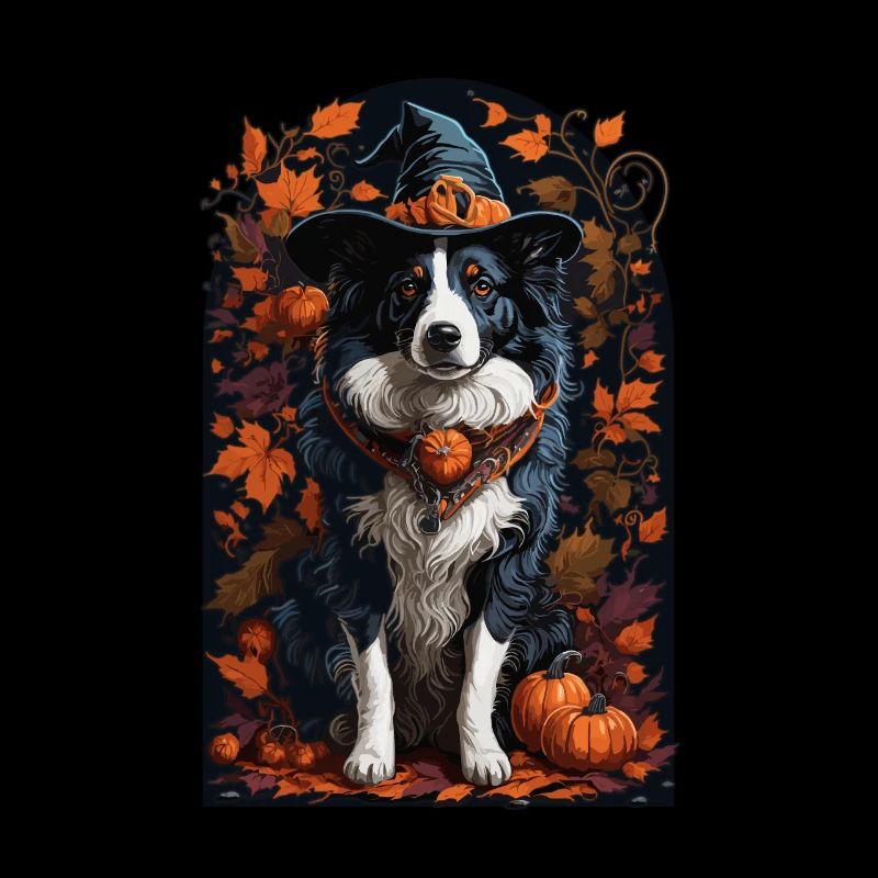 Border Collie With Witch Hat Halloween Border Collie
