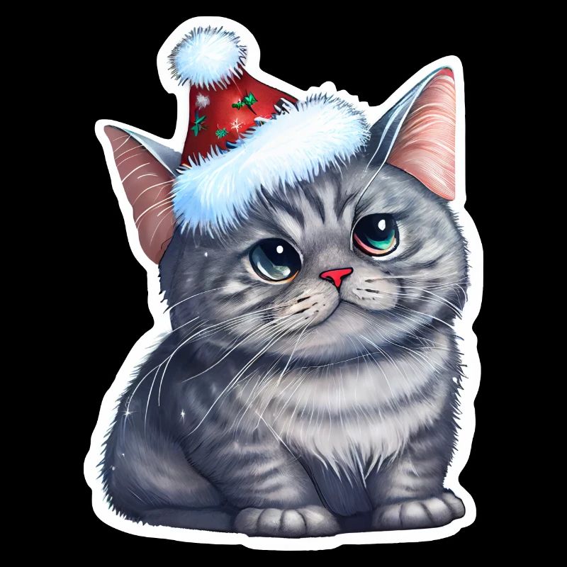 Chat de Noël, mignon et mignon avec une casquette
