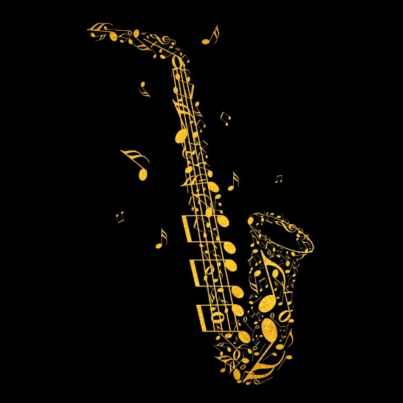 Saxophone doré à base de notes de musique