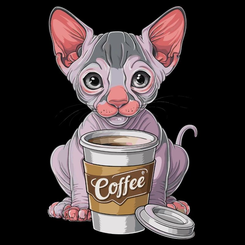 Nacktkatze mit Kaffee