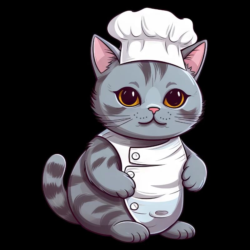 Cute Siamese Cat Chef Comic Design