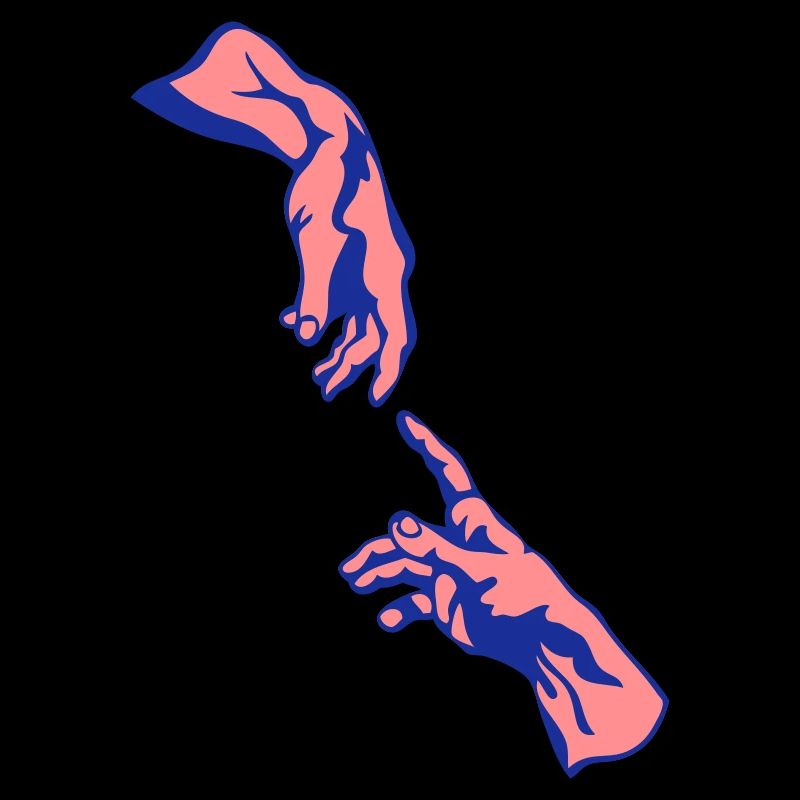 two hands touch finger man god