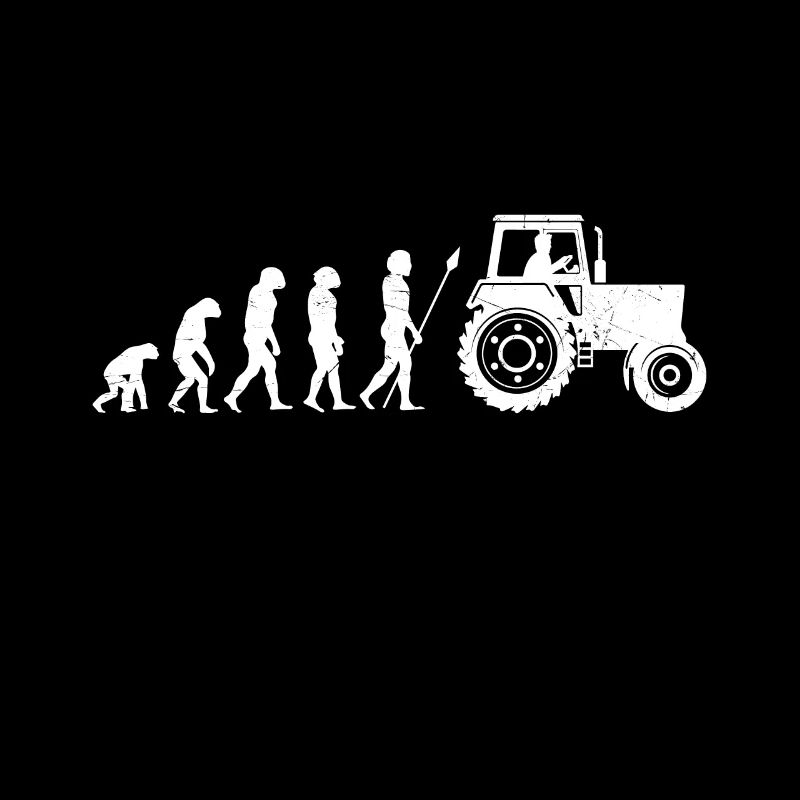 Evolution Höhlenmensch zu Traktor Fahrer Landwirt