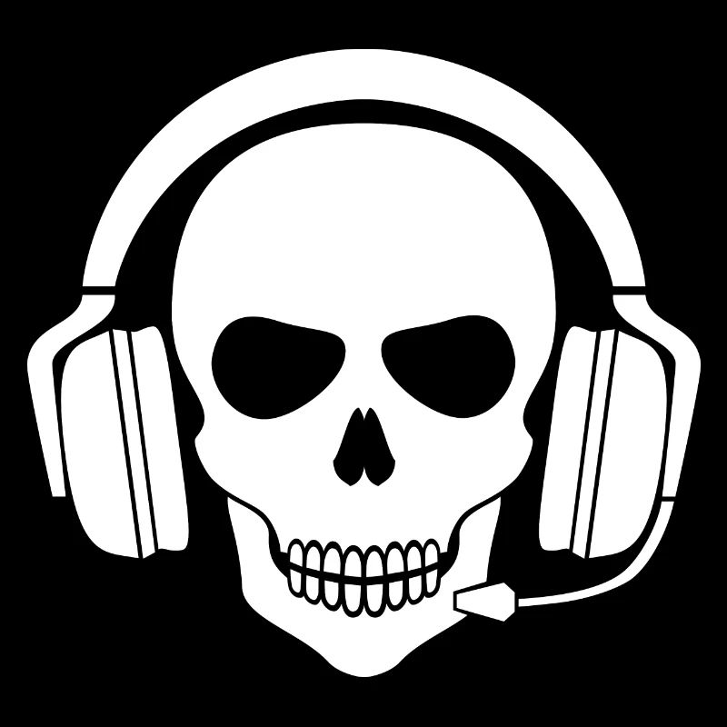 Gamer Skull avec casque (blanc)
