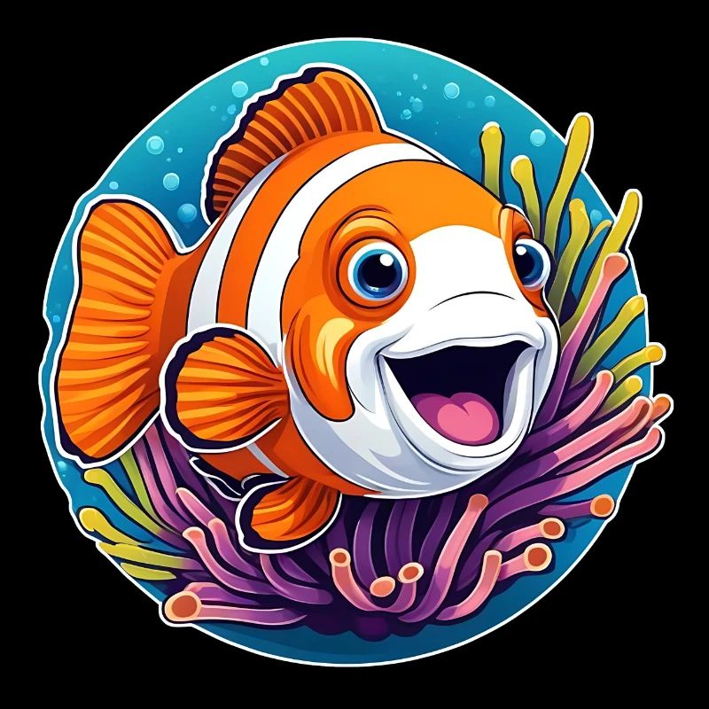 lachender Clownfisch und Seeanemone