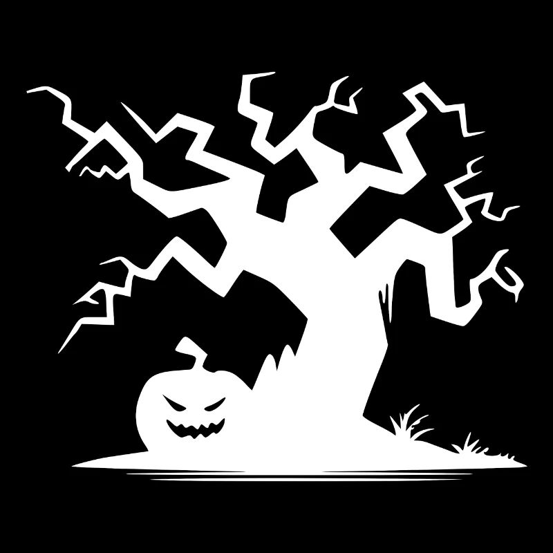 Unheimlicher Halloween Spukbaum mit Kürbis