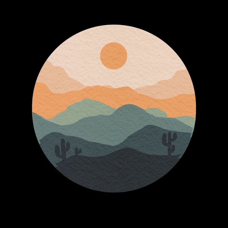 Coucher désert pastel cercle