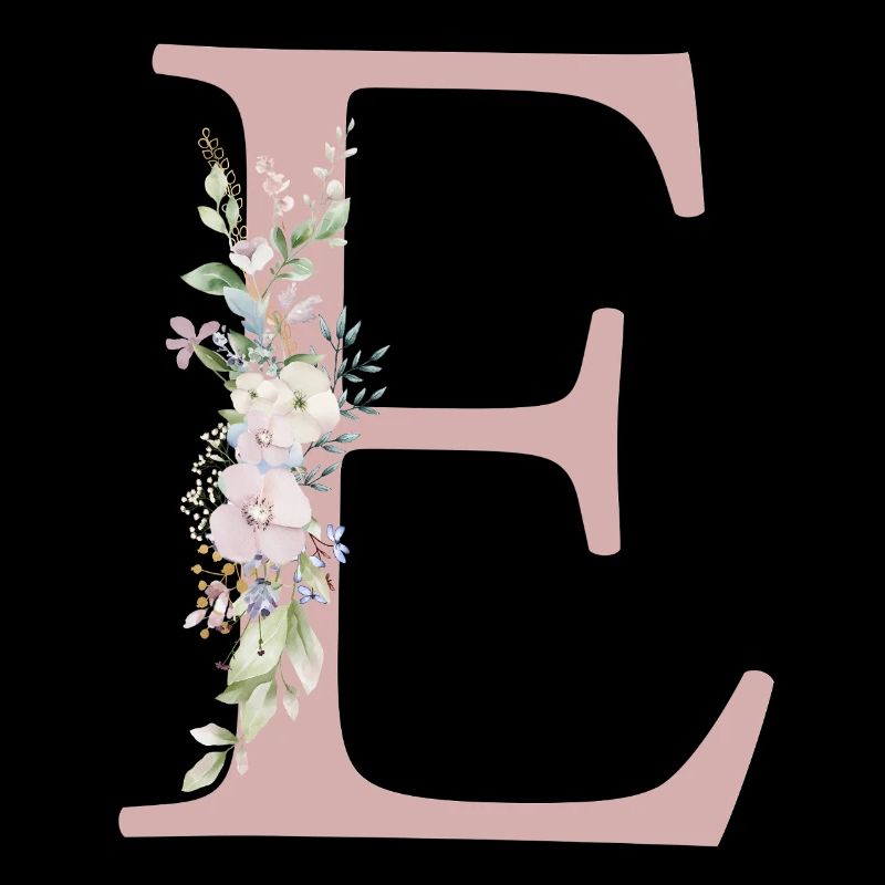 E Monogram, Floral, Personnalisable