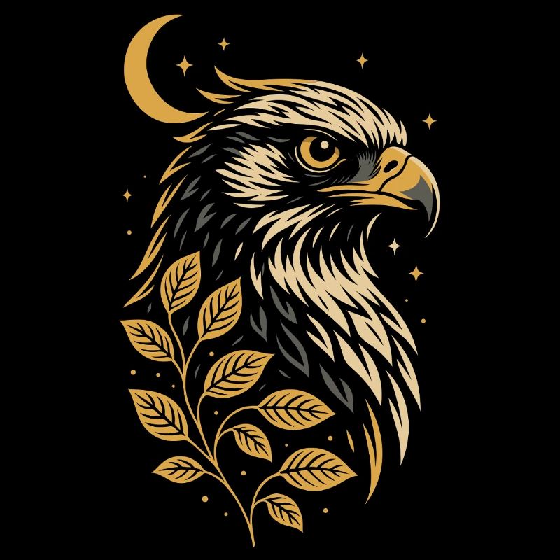Horus Falcon with Moon – Egyptian Symbol