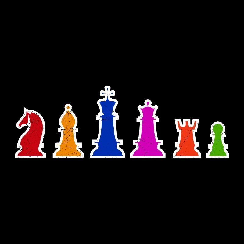 Pièces d'échecs Idée cadeau de joueurs d'échecs colorés