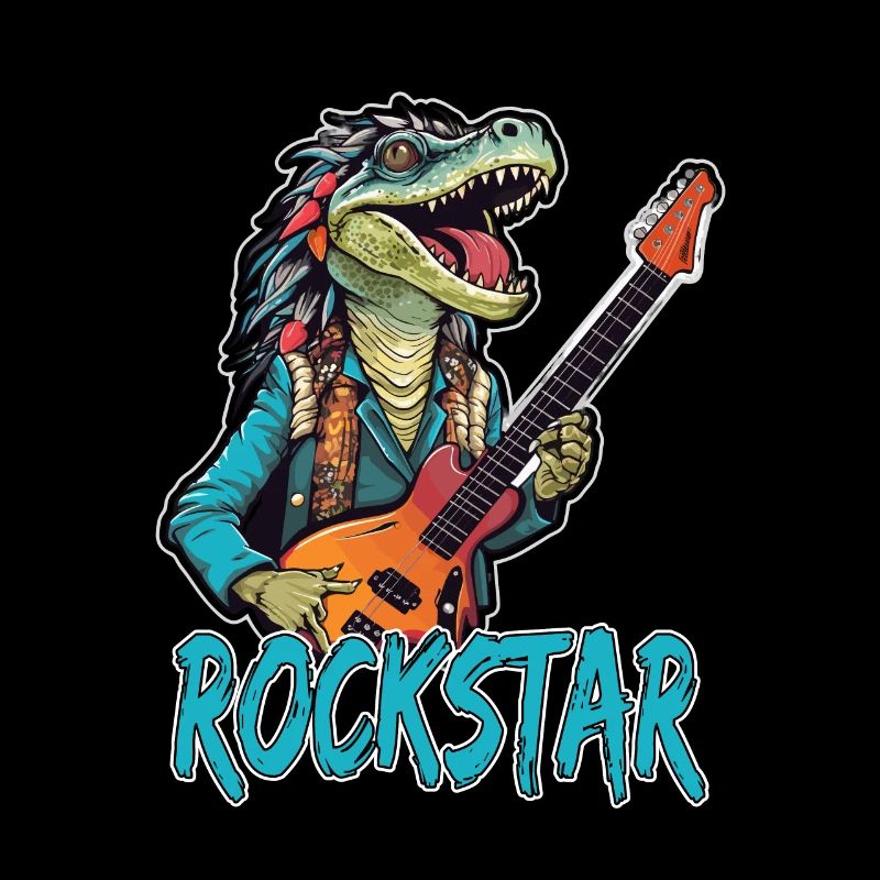 Reptil-Musiker mit E-Gitarre