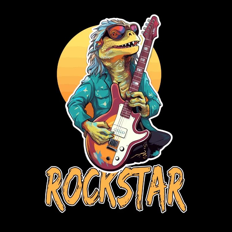 Reptil-Musiker mit E-Gitarre